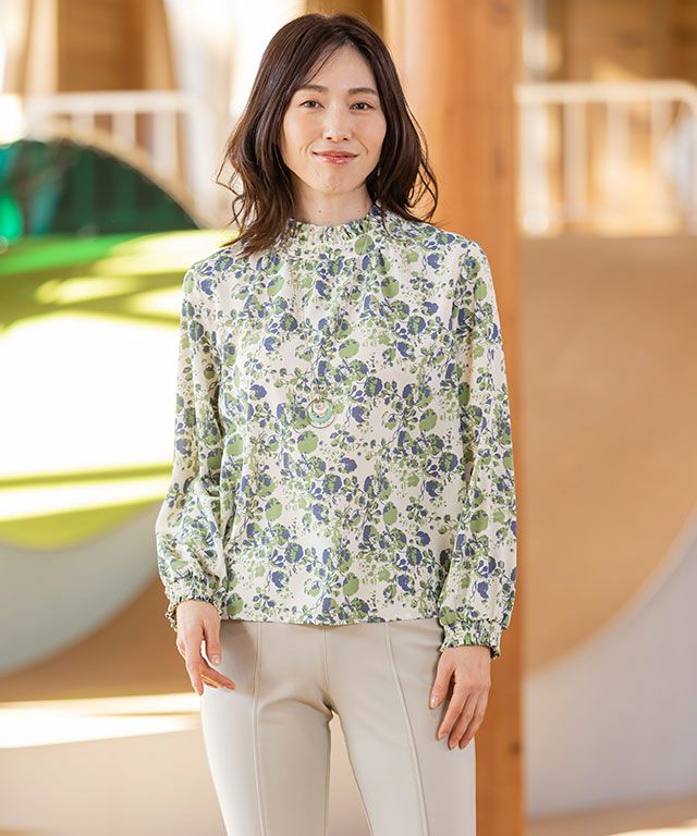 Bonpoint 花柄グリーン長袖ブラウス サイズ8 ボヘミアン花柄長袖ブラウス（グリーン） | alegre